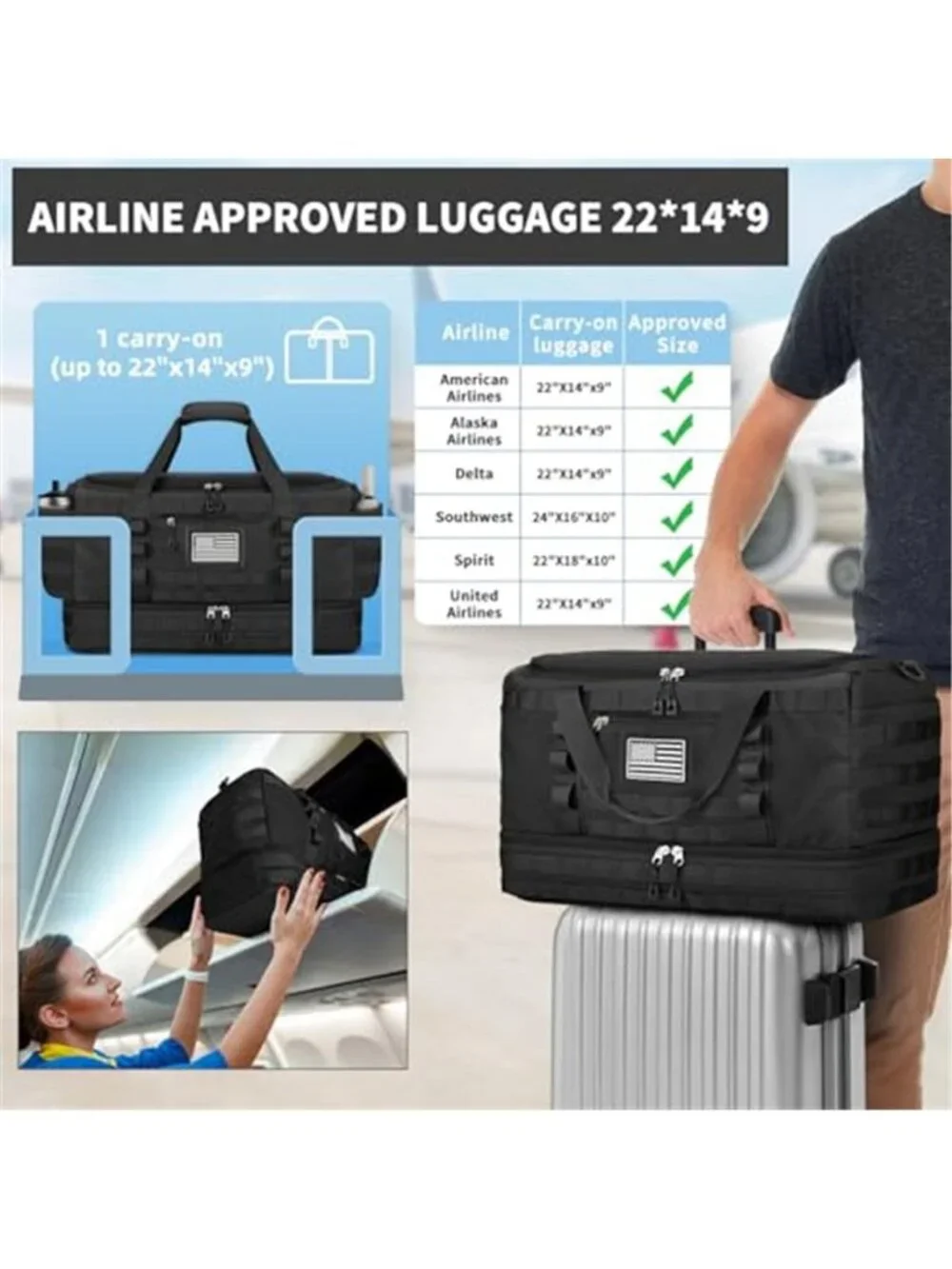 Men's Gym Bag Tactical Travel Duffle Bag with Toiletry Bag and Shoe Compartment
